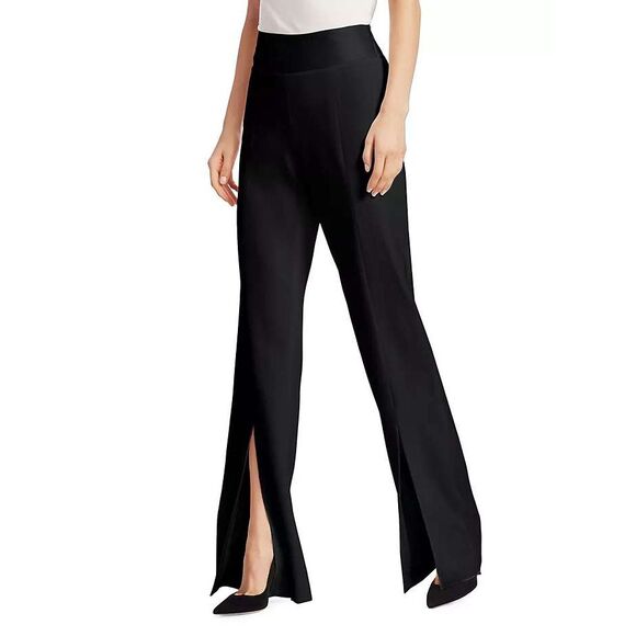 Jonathan Simkhai Pants - Jonathan Simkhai Black Slit Hem High Waisted Flare Womens Pants Size 4